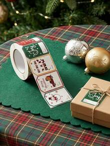 Joivida 100pcs/Roll Christmas Gift Labels, Self-Adhesive Creative Design, Easy To Apply, Paper Labels, Suitable For Christmas Gift Wrapping And Event Decoration - Multicolor - View 1