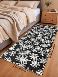 1/2pcs Christmas Kitchen Decor Rug, Black & White Snowflake Winter Kitchen Rug And Mat, Non-Slip Washable Absorbent Kitchen Accessories Decor Mat, Christmas Holiday Gift! - Multicolor - View 14
