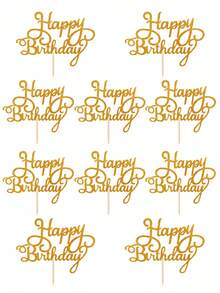 10pcs Glitter Birthday Cake Toppers Decoration Signs For Birthday, Halloween, Christmas Celebration - A - View 1