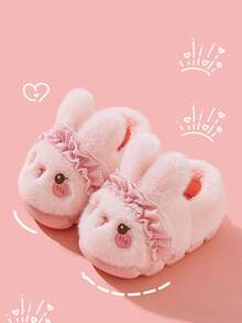 1 Pair Winter New Cute 3D Rabbit Princess Style Fuzzy Slippers - Pink - View 5