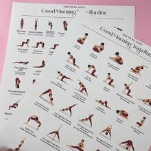 5pcs Yoga Workout Poster Set 20.32x25.4cm, Daily Stretching Exercise Chart Wall Art Prints, Gentle Exercise Health & Wellness Decor - Multicolor - View 9