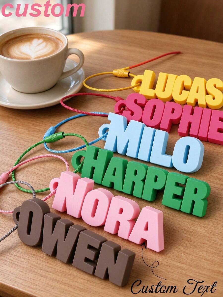 Personalized 3D Printed Name Tags (Suitable For Water Bottles And Backpacks) - Customized Keychains, Gift Tags And Party Favors - Multicolor - View 1