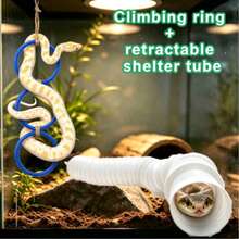 2PCS Reptile Enrichment Set, Retractable Snake Hide Tube + Snake Climbing Ring Decor, Stress Relief Terrarium Accessories, Suitable For Ball Python, Corn Snake And Other Small Reptiles, Fits Small Ball Python Snakes, Reptile Climbing Toy Hammock, Tank Snake Accessories - Multicolor - View 12