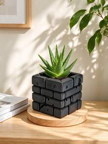 3D Printed Modular Square Flower Pot, Square Design, Perfect Home For Plants Like Money Plant, Succulents, Also Cleverly Used As Pen Holder, Suitable For Artistic Youth, Flower Lovers, Home Decor, Christmas Gift - Multicolor - View 5