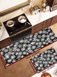 1/2pcs Christmas Kitchen Decor Rug, Black & White Snowflake Winter Kitchen Rug And Mat, Non-Slip Washable Absorbent Kitchen Accessories Decor Mat, Christmas Holiday Gift! - Multicolor - View 13