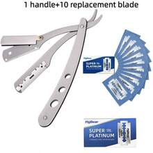 Barbershop Straight Edge Razor For Men's Facial Care, Manual Shaving, Beard Trimming And Hairdressing - Stainless Steel, Ergonomic Design, Portable And Space Saving - Silver - View 12