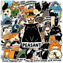50Pcs New Arrival Funny Cartoon Cat Doodle Stickers, Quirky Workplace ...