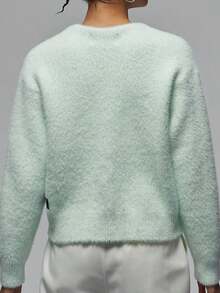 Nike Jordan Fashionable Versatile Comfortable Minimalist Casual Soft Long Sleeve Knit Sweater Women's Pale Green - Green - View 3