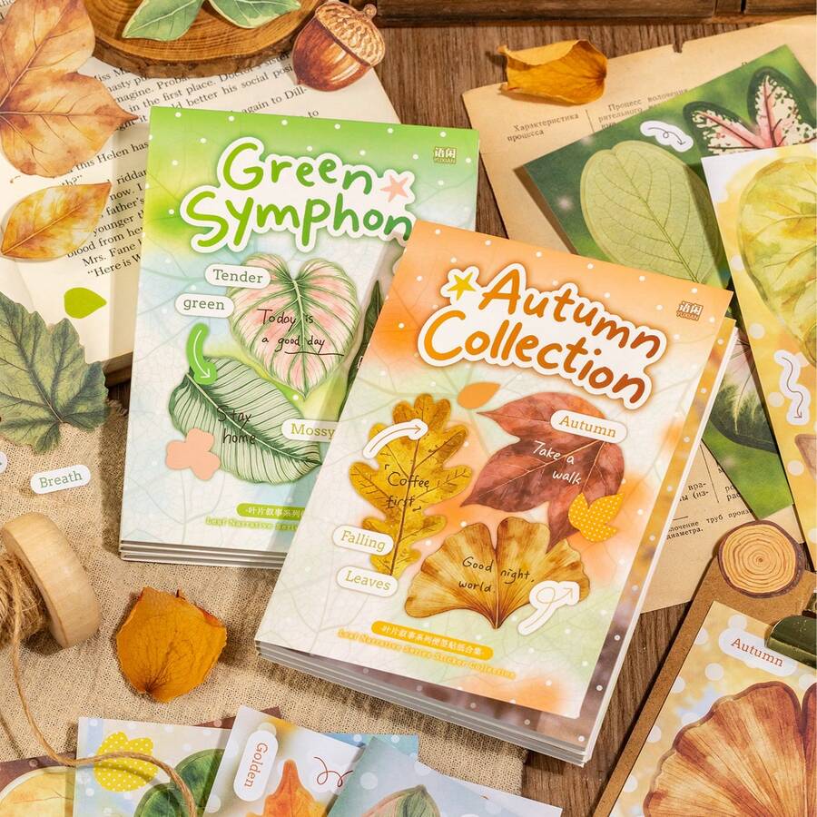 20 Sheets/Bag Sticker Book Leaf Narrative Series Leaf Theme Writable ...