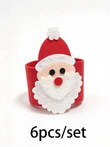12pcs/Set Santa Claus-Themed Napkin Rings And Holders,Suitable For Holiday Parties,Weddings,Family Dinners,And Christmas Table Settings;Reusable Fabric Napkin Rings That Add A Festive Touch To The Table-Perfect For Christmas And New Year's Parties - Multicolor - View 10