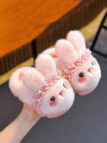 1 Pair Winter New Cute 3D Rabbit Princess Style Fuzzy Slippers - Pink - View 1