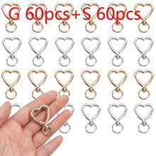 10/20/30/60/120 Pcs Heart Shaped Keychain Swivel Hooks, Cute Zinc Alloy Spring Snap Hooks Keyring, Handbag Clips, For DIY Crafts - Love Buckle - View 10