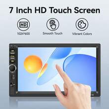 VENBES 7 Inch Double DIN Car Stereo Wired CarPlay Android Auto Mirroring MP5 Car Radio + 12LED Rear View Camera Bluetooth FM USB AUX - With Rear Camera - View 5