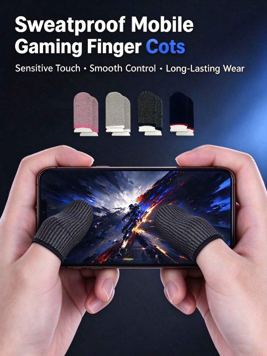 Gaming Finger Sleeves, Seamless Anti-Sweat Anti-Slip Thumb Finger Cots, Ultra Thin High Sensitive Elastic Breathable Touch Screen Finger Covers For Mobile Gaming - Multicolor - View 1
