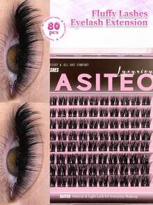 Asiteo 80 Pcs D Curl Wispy Cluster Lashes, Thin Band, Ghost Lash, Mascara Touch, Clean Girl Vibe, Daily&Natural, Beginner-Friendly, Suitable For Outings, Daily Travel Or Commuting - D - View 7