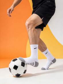 1/5/10/20 Pairs Men's Minimalist Mid-Calf Socks, Striped Sole Design, Diagonal Stripe Pattern, Comfortable Soft Casual Socks For All Seasons - Multicolor - View 4