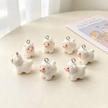 10pcs Cute Sheep Resin Jewelry Accessories, Adorable Lamb Pendants, Suitable For DIY Bracelets, Necklaces And Earrings Making - Lamb Pendant - View 8