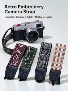 1pc Boho Paisley Jacquard Camera Strap, Wide Decompression Adjustable Neck Sling, Compatible With DSLR, Mirrorless & Film Cameras, Travel Photography Accessory - View 1