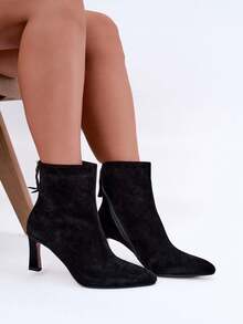 بوتات كاحل بكعب عالي أنيقة وعملية للنساء للارتداء اليومي - الأسود - مشاهدة 8