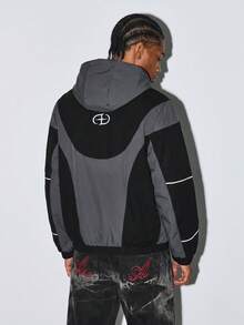 Modcrash Men's Hooded Utility Jacket, Slim Fit Streetwear Outdoor Coat, Versatile Casual Jacket - Black - View 2