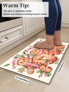 1/2pcs Christmas Kitchen Decor Rug, Gingerbread Man Pattern Design Winter Kitchen Carpet And Mat, Non-Slip Washable Absorbent Kitchen Accessories Decorative Mat, Christmas Holiday Gift! - Multicolor - View 16