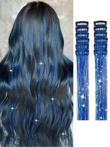Bộ 12 kẹp tóc nối tóc bóng bẩy 20 inch, kẹp phụ kiện tóc kim tuyến nhiều màu chịu nhiệt - Nhiều màu - Xem 19