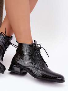 Women's Daily Wear Fashion Versatile Chunky Heel Ankle Boots - Black - View 7