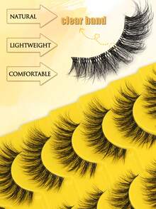 10 Pairs False Eyelashes, Large Capacity Eyelash Box, Thick And Curly, Self-Adhesive D-Curl, Soft And Fluffy, Reusable, Suitable For Beginners, Perfect For Cosplay, Daily Dates, Parties And Outings - Black - View 5