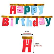 1 Set Happy Birthday Letter Banner, Handmade Colorful Patchwork Double Layer Paper Letter Garland, Bright Multi-Color Letter Decoration, Indoor/Outdoor Fireplace Window Backyard Birthday Party Photo Booth Wall Decor - View 2