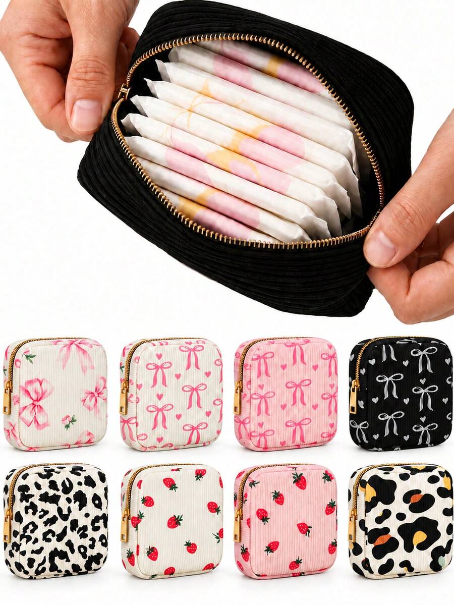 Corduroy Makeup Bag Cosmetics Bags Period Toiletry Bags Hoom Decor Room Storage Organizer Bathroom Cruise Back To School Travel Essentials Accessories