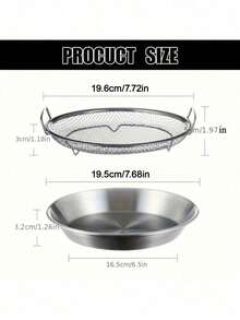 2pcs Heavy Duty Stainless Steel Frying Oil Draining Rack With Tray - Collapsible Round Metal Mesh Basket With Drip Tray, Oil Frying, Vegetable Washing, Dishwasher (Compatible With Multiple Models) - Multicolor - View 3
