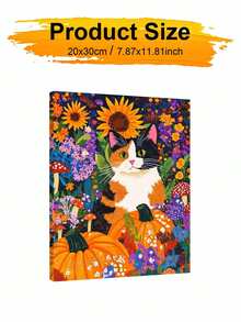 1pc Cat In The Flowers DIY Oil Painting By Numbers, Canvas Painting DIY Crafts, Adult Home Decoration, Holiday Gift. - Sets - View 10