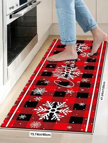 1/2pcs Christmas Kitchen Decor Rug, Buffalo Plaid Merry Christmas Design, Winter Kitchen Rug And Mat, Non-Slip Washable Absorbent Kitchen Accessories Decor Mat, Christmas Holiday Gift! - Multicolor - View 14