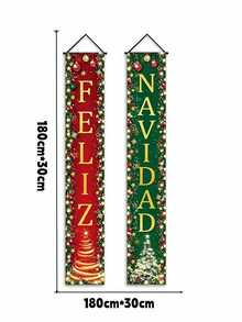 Customized Christmas Couplets, Customizable Text Vertical Christmas Door Couplets, Customizable Christmas Hanging Couplets, Suitable For Porch, Home, Holiday Party Decoration, Christmas Special Edition! - Multicolor - View 13