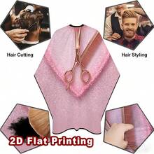 1pc 2D Flat Print Barber Tool Pattern Design Hairdresser Apron, Durable Polyester Material, Suitable For Haircutting, Hair Dyeing, Makeup And Styling, 2D Flat Style - Multicolor - View 3