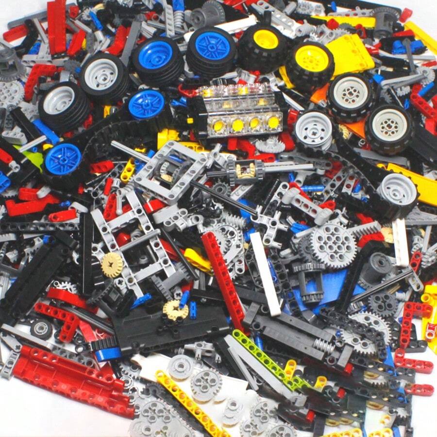450pcs/900pcs Tech Building Blocks Set, Adult Building Block Assembly Tech Pin Connector Universal Joint Sleeve Small Particle Building Blocks Set, Compatible With Gears, Tires Tech Series, Hamburger Car Building Blocks, Tech Style, Christmas/Party - Multicolor - View 1