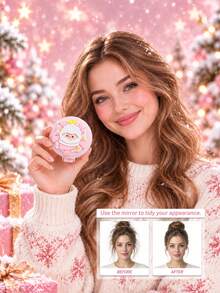 1pc Christmas Folding Mirror Hairbrush, Anti-Static And Detangling, Fluffy Style, Suitable For Both Men And Women, Wet And Dry Use, Scalp Massage, Hair Comb, Portable, Easy To Clean, Suitable For Daily Use And As A Holiday Gift - Multicolor - View 2