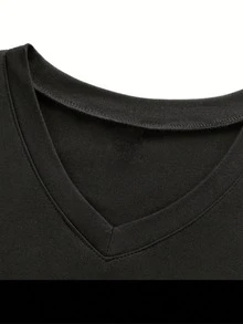 GRDR Men's Fashionable V-Neck Short Sleeve T-Shirt | Exquisite Design | Summer Essential | Easy To Match | Showcase Your Style - Black - View 5