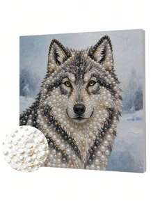 DIY Pearl Painting Set With Frame, Snow Wolf Pearl Art Painting, Handmade Home Wall Decoration. - A - View 6