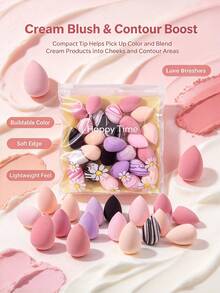 25Pcs Mini Makeup Sponges Set,Soft Cosmetic Applicators For Cream, Liquid & Powder Foundation, Random Color Delivery - Multicolor - View 5