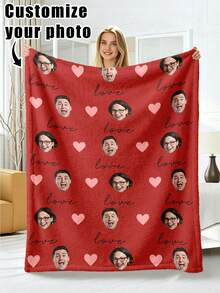 1pc Customized Flannel Blanket With Photo And Text, Office Nap Blanket, Comfortable Blanket, Mother's Day And Father's Day Gift For Parents, Bedding Blanket, Bed Customized Blanket, Customized Text Blanket, Home Personalized Customized Blanket - Multicolor - View 14