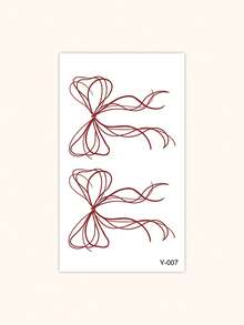 STARTTOOS 1pc Red Fashion Creative Line Bow Pattern Party Gift DIY Holiday Gift Music Festival Temporary Waterproof Tattoo Sticker For Hand Back, Arm, Leg And Body - Red - View 8