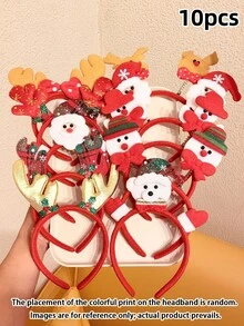 5/10件女孩聖誕裝飾卡通髮箍，可愛聖誕造型頭飾 - 彩色 - 查看 9