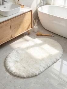 Fluffy Rug Cream White Oval Area Rug,For Bedroom,Living Room,Study,Office,Plush Bedroom Rug,Non-Slip,Shaggy Rug,Faux Fur Rug,Living Room Rug,Bedside Rug,Decorative Rug,Bedroom Decor,Room Decor,Room Decor,Winter Home Decor - Creamy White - View 4