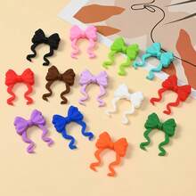 10pcs 37x27mm Macaron Color Curled Ribbon Bow Silicone Beads, Sweet Handmade Beaded DIY Beads For Pen, Keychain, Bag Pendant Decoration - bow tie - View 9