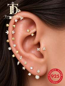 Tysoendlay 1Pc S925 Sterling Silver U-Shaped Cartilage Hoop Earring, Gold Tone, Multiple Styles, Helix Piercing Jewelry For Women Girls, Daily Wear Party Gift - Gold - View 2