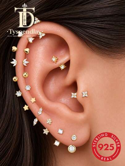 Tysoendlay 1 Buah Anting Hoop Tulang Rawan Berbentuk U dari Perak Sterling S925, Warna Emas, Berbagai Gaya, Perhiasan Tindik Helix untuk Wanita dan Anak Perempuan, Cocok untuk Pemakaian Sehari-hari dan Hadiah Pesta