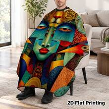 1pc Hair Cutting Cape With Adjustable Neck Closure, Lightweight Waterproof Barber Cape, Abstract Print Hairdressing Cape For Haircut, Coloring & Styling, Home & Salon Use - Multicolor - View 1