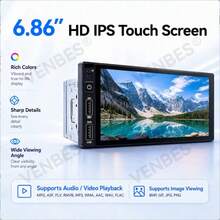 VENBES 6.86 Inch 1DIN Wired CarPlay Car Player Bluetooth Touch Screen MP5 Head Unit Supports FM Radio USB/AUX Optional Steering Wheel Control And 8-LED Backup Camera - With Steering Wheel Remote - View 5