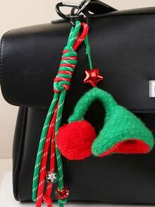 1 st stickad minihatt i ull med jultema, kreativ hjärtformad julgransväska-charm, söt och mångsidig nyckelring - Multifärgad - Visa 3